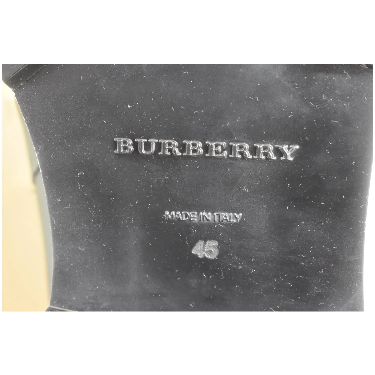 BURBERRY Vintage Check Detail Leather Chelsea Boots Black Size 12