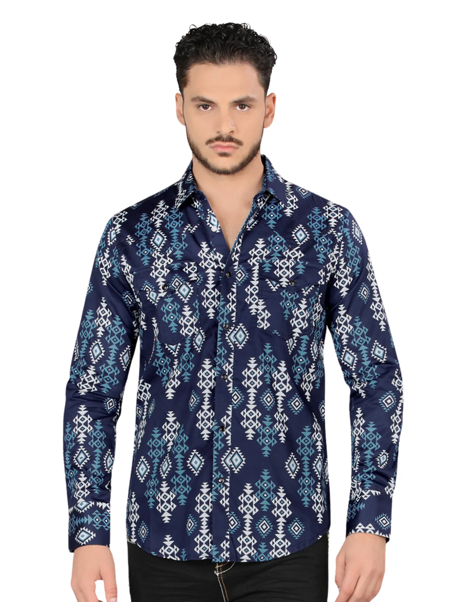 Camisa Casual Manga Larga Estampada para Hombre 'Montero' - ID: 4008