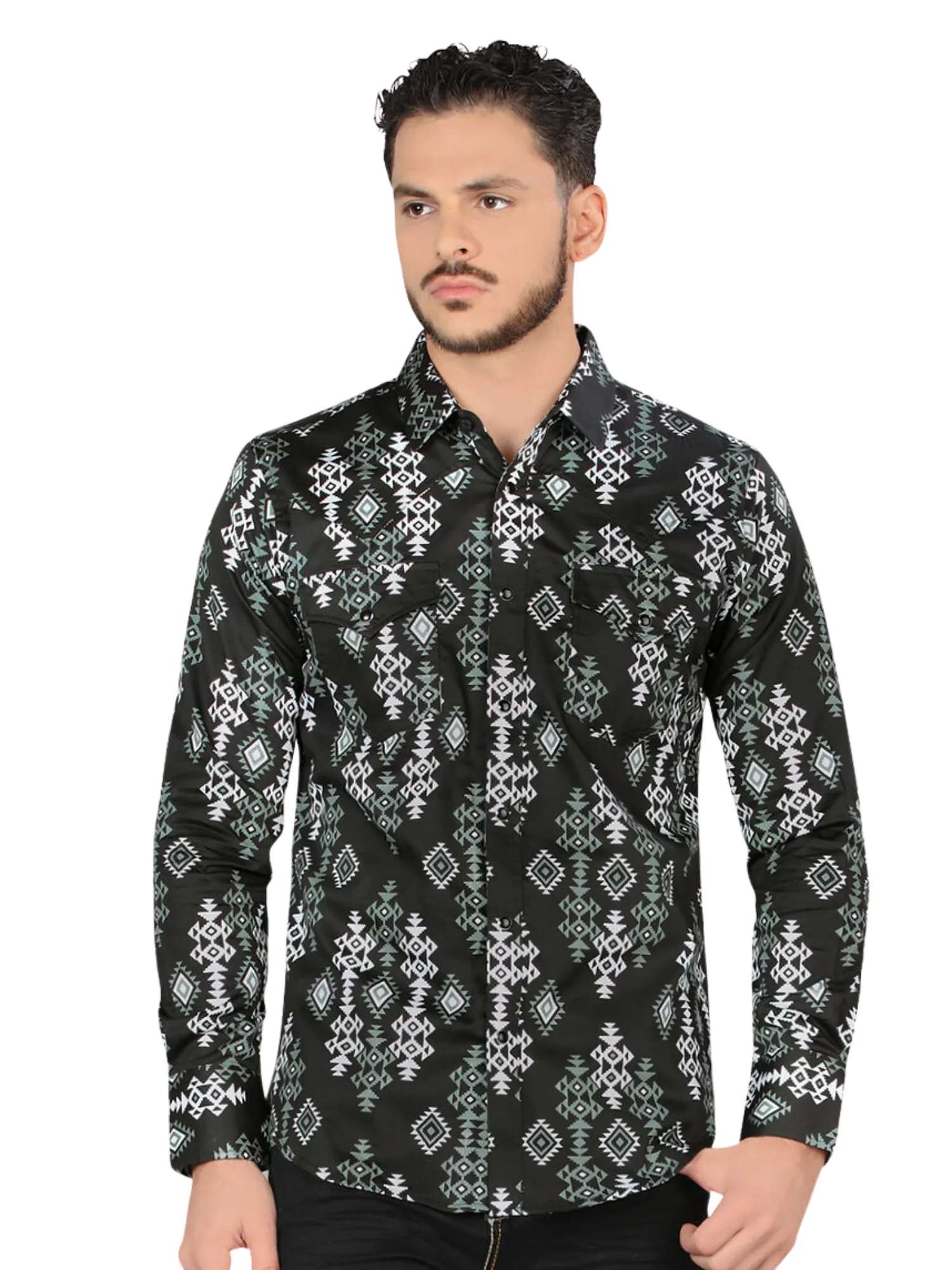 Camisa Casual Manga Larga Estampada para Hombre 'Montero' - ID: 4008
