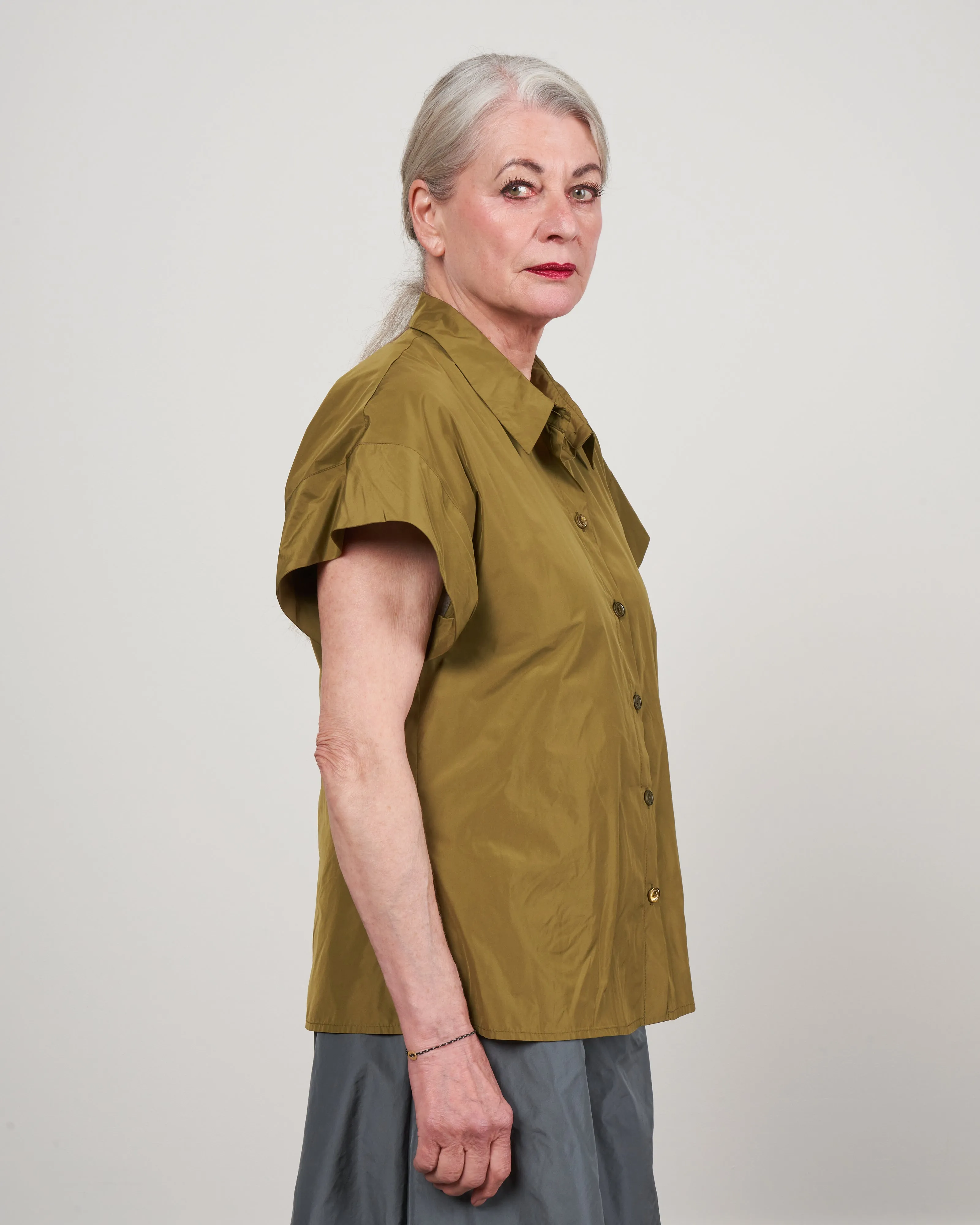 cap sleeve boxy top - lentil