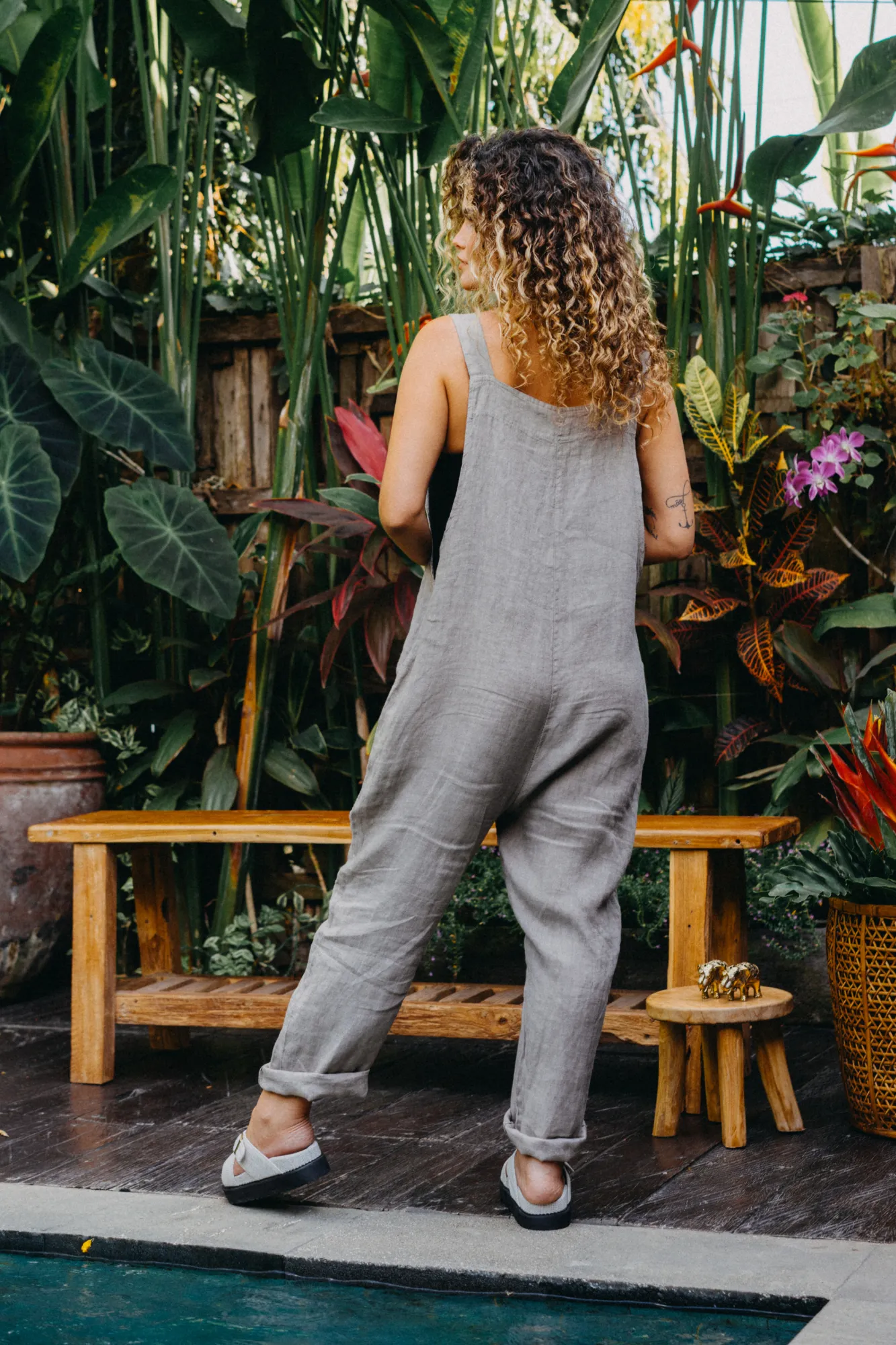 'Cara' Linen Jumpsuit - Taupe