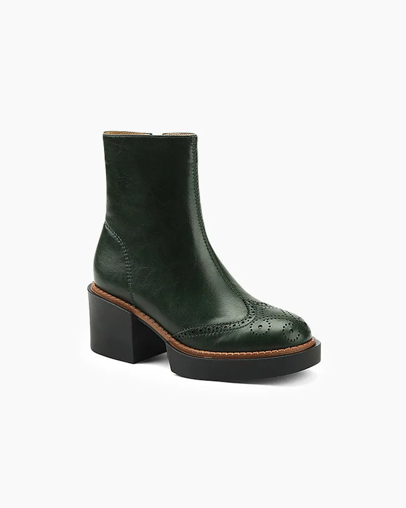Carved Leather Thick-soled Chelsea Boots