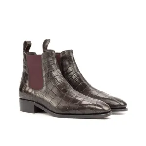 Cheslea Boots en croco marron foncé