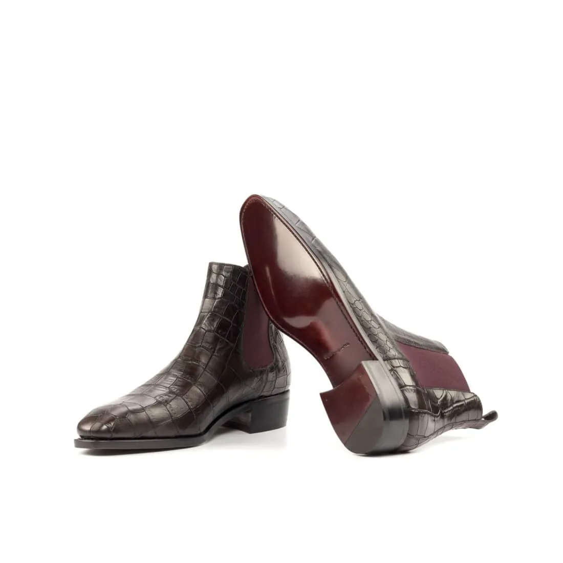 Cheslea Boots en croco marron foncé