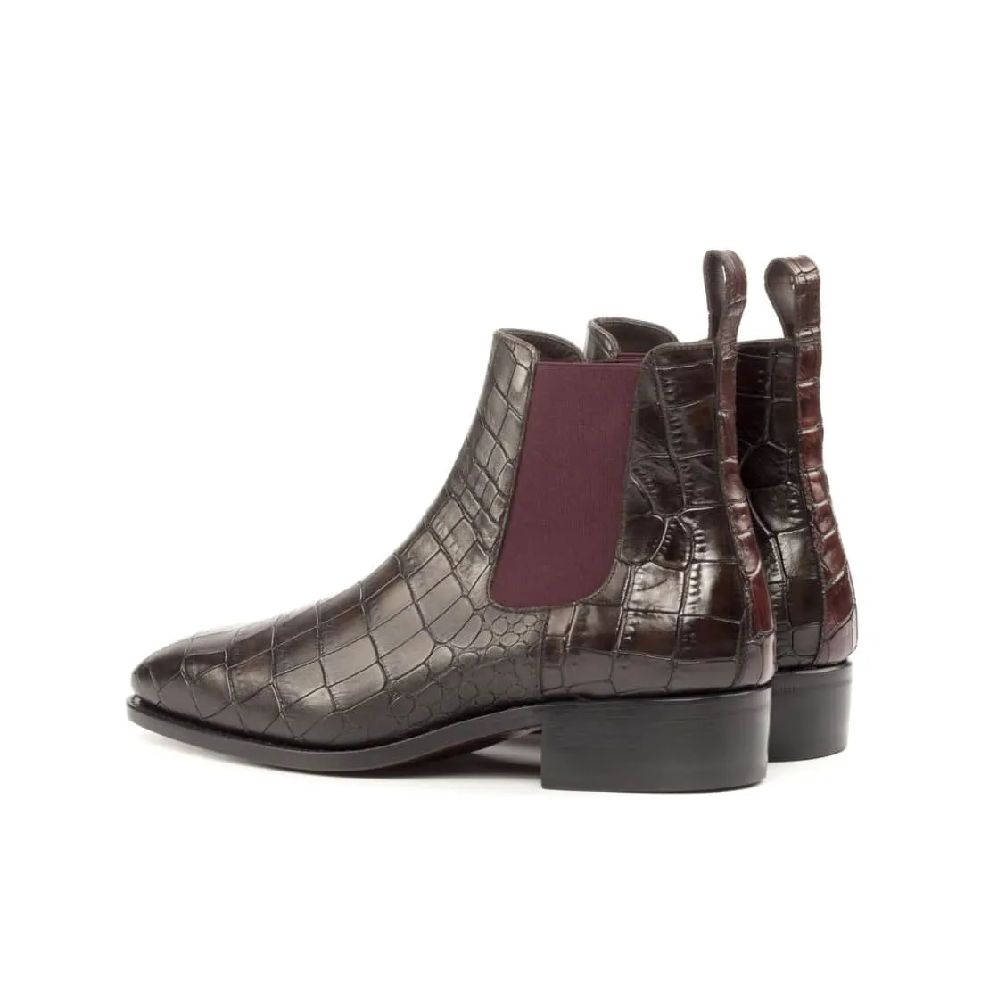 Cheslea Boots en croco marron foncé