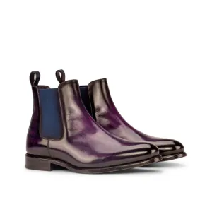 Cheslea Boots en cuir patiné violet