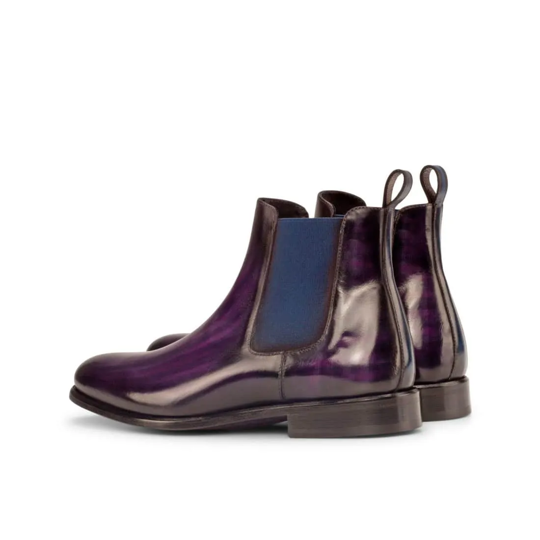 Cheslea Boots en cuir patiné violet