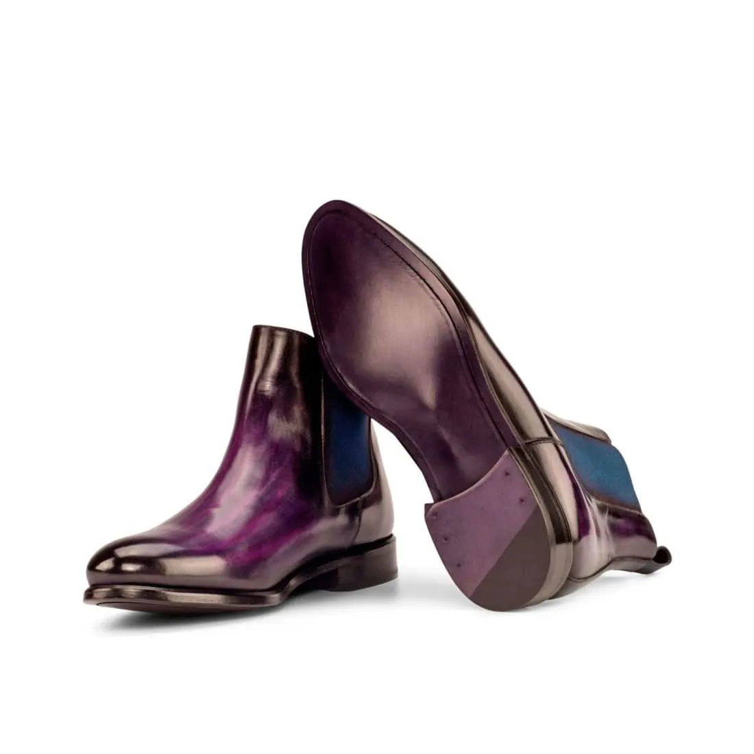 Cheslea Boots en cuir patiné violet