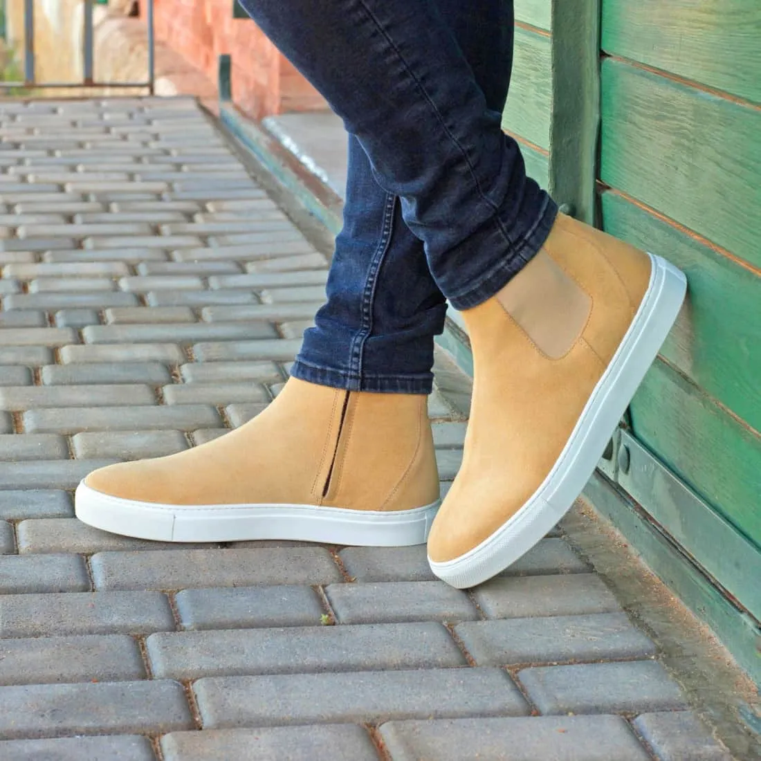 Cheslea Boots Sneakers en daim beige