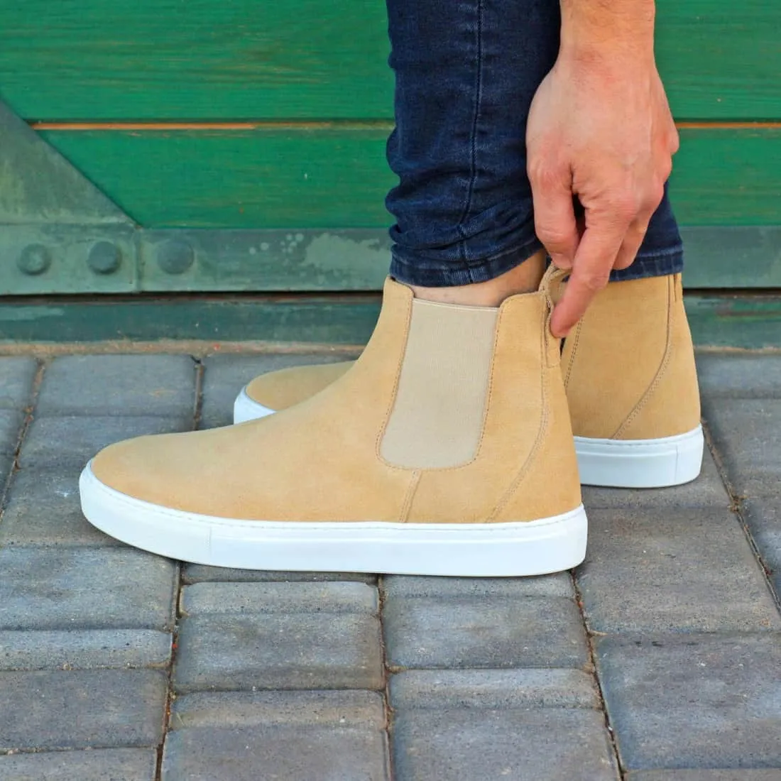 Cheslea Boots Sneakers en daim beige
