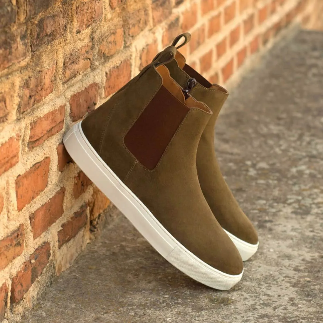Cheslea Boots Sneakers en daim kaki