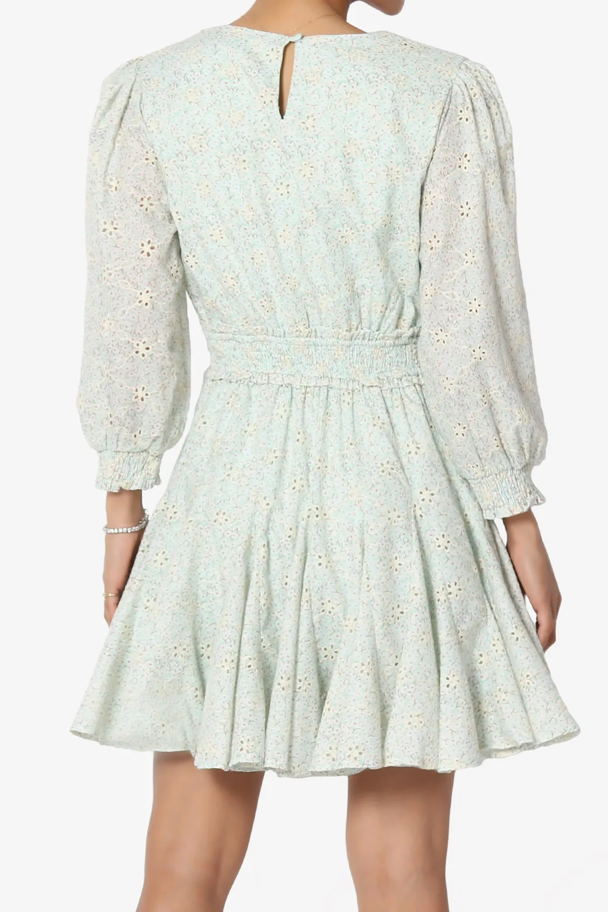 Clarabeth Embroidered 3/4 Sleeve Fit & Flare Dress