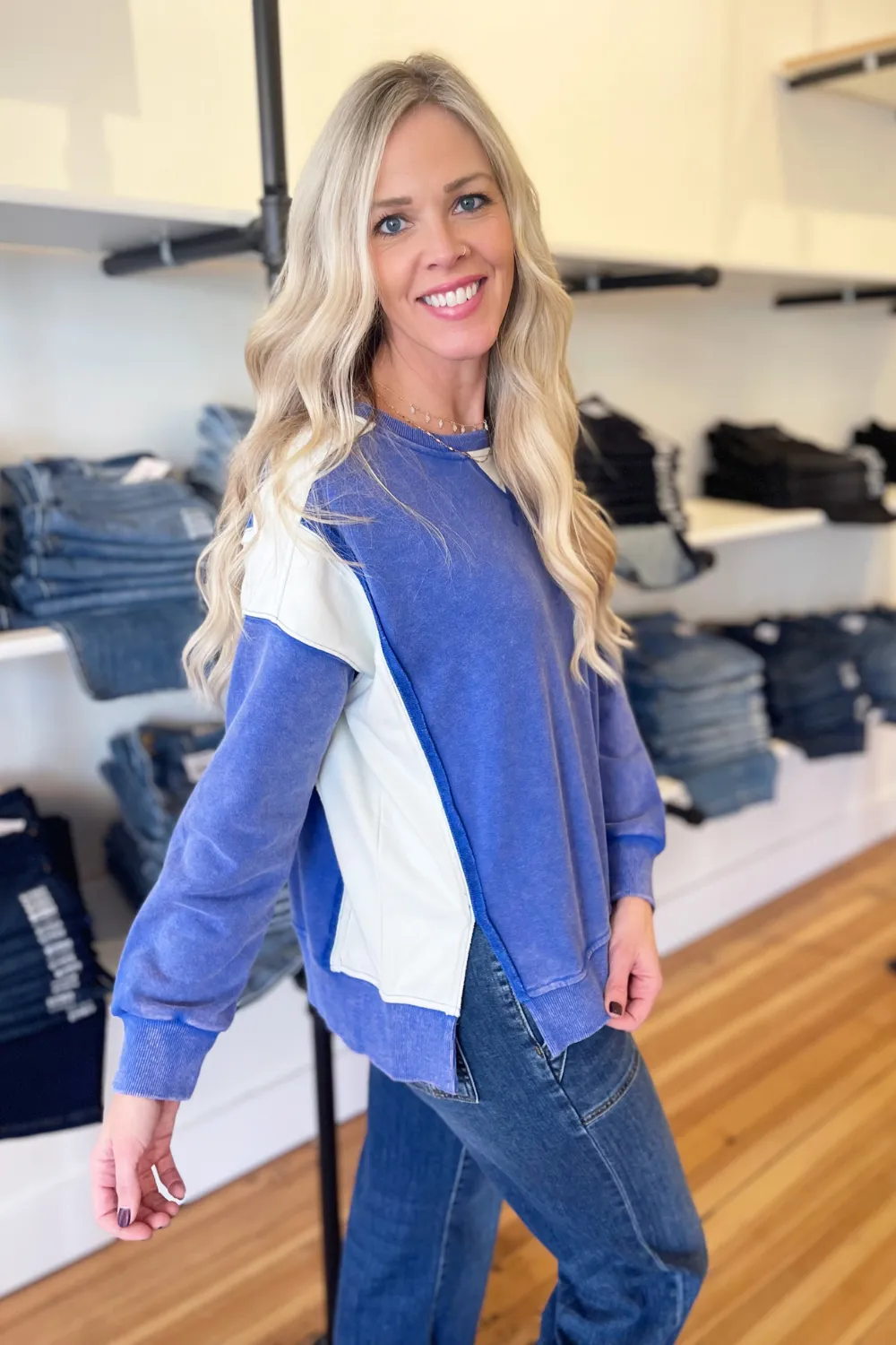 Color Block Oversized French Terry Sweatshirt