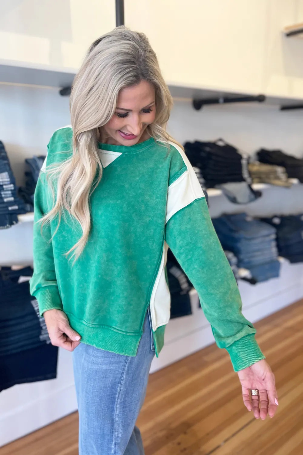 Color Block Oversized French Terry Sweatshirt