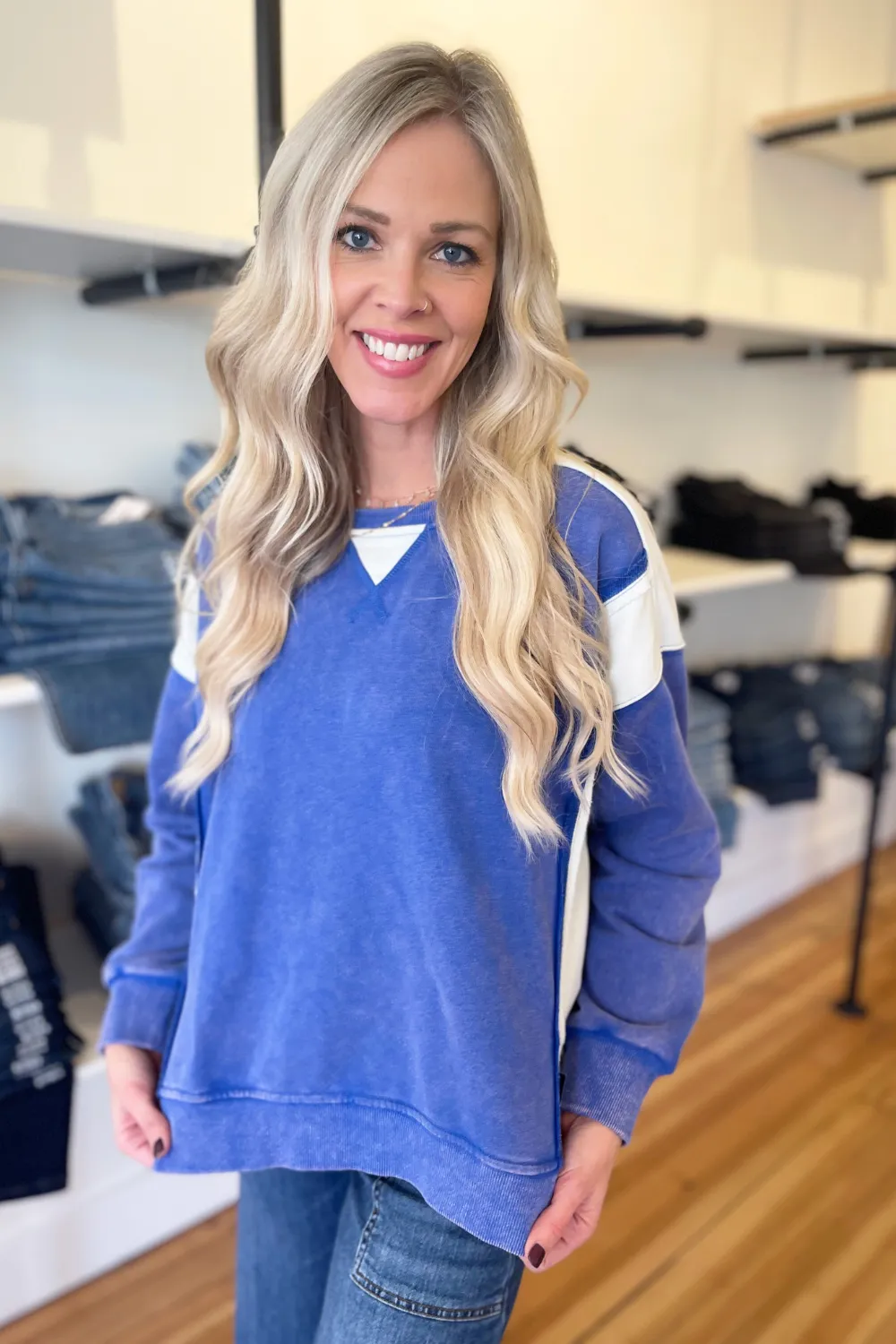 Color Block Oversized French Terry Sweatshirt