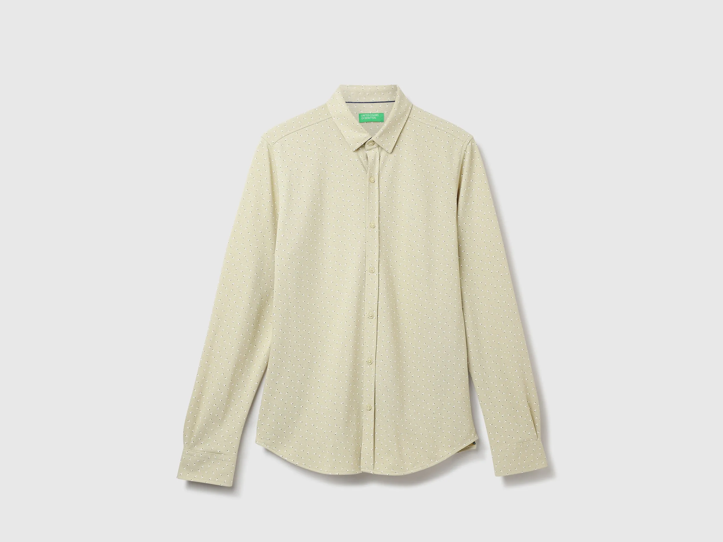 Cotton Blend Printed Spread Collar Mens Shirts