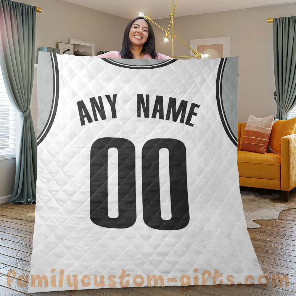 Custom Premium Quilt Blanket Brooklyn Jersey Basketball Personalized Quilt Gifts for Her & Him