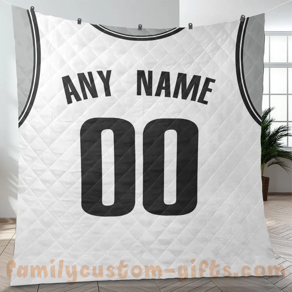 Custom Premium Quilt Blanket Brooklyn Jersey Basketball Personalized Quilt Gifts for Her & Him