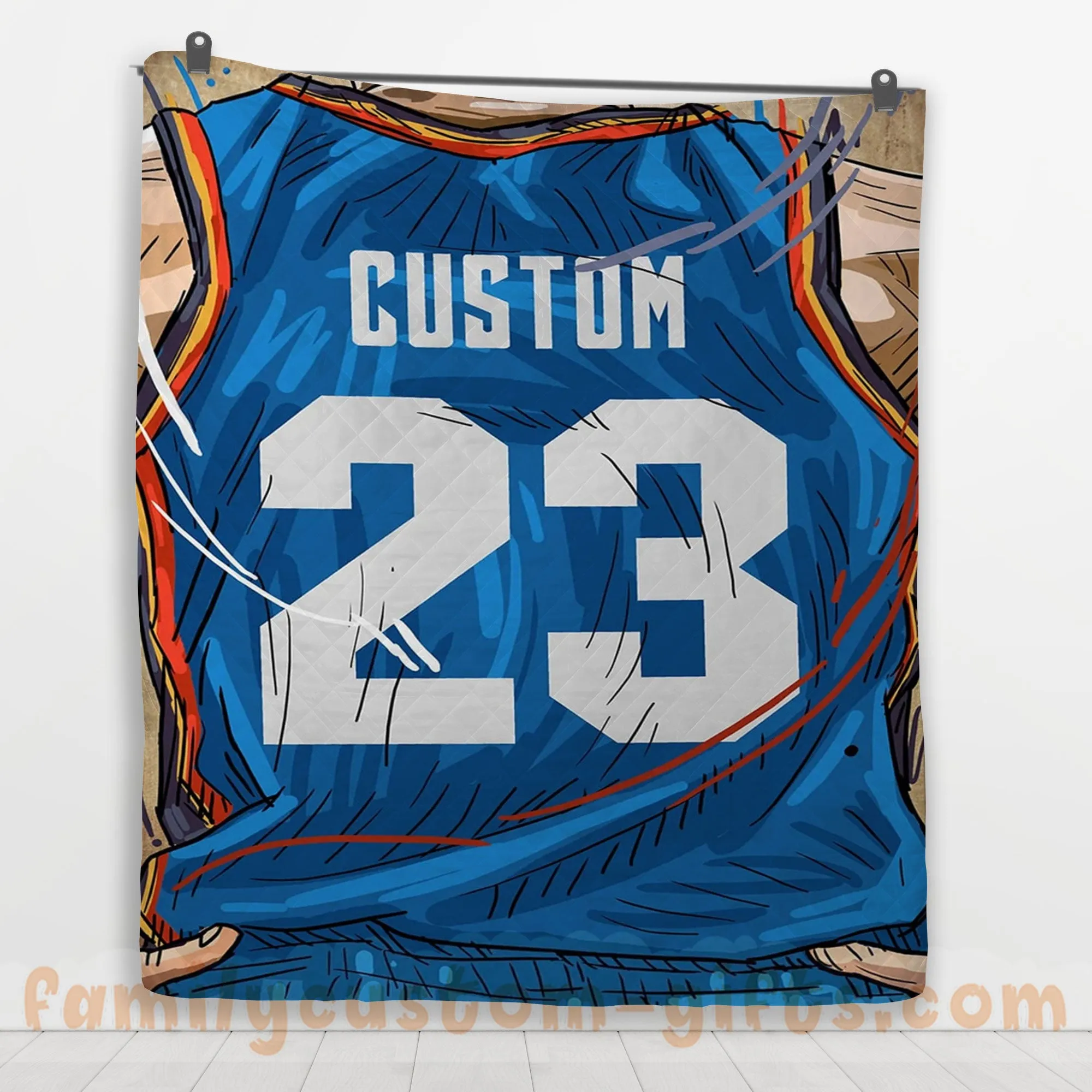 Custom Premium Quilt Blanket Oklahoma City Jersey Basketball Personalized Quilt Gifts for Her & Him
