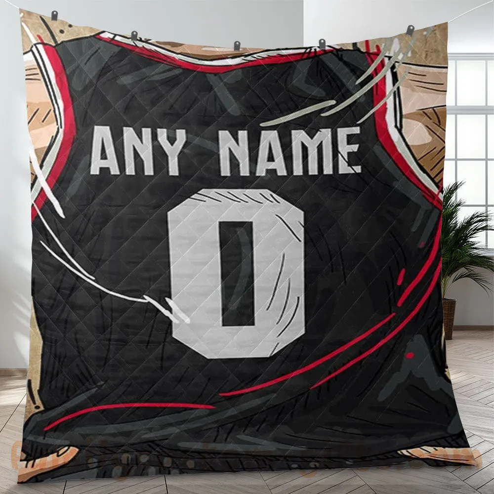 Custom Premium Quilt Blanket Portland Jersey Basketball Personalized Quilt Gifts for Her & Him