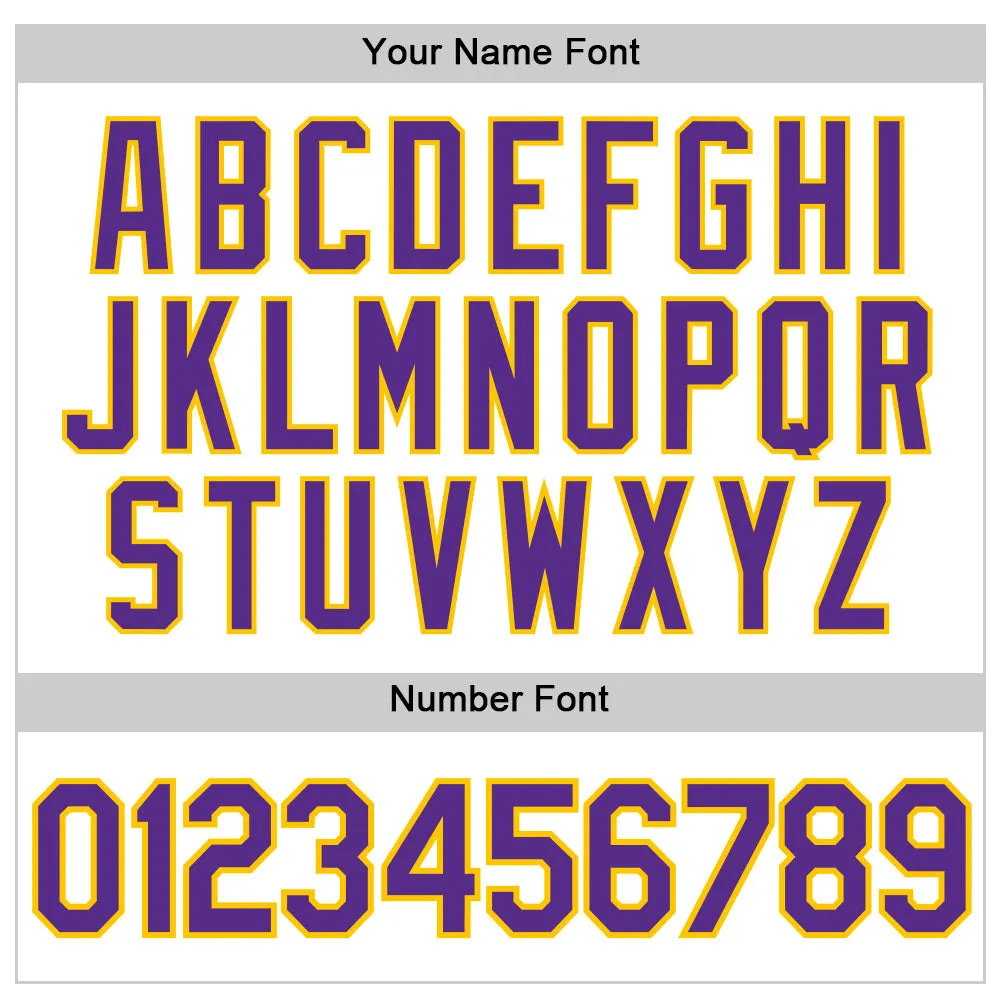 Custom White Purple Pinstripe Purple-Gold Authentic Basketball Jersey