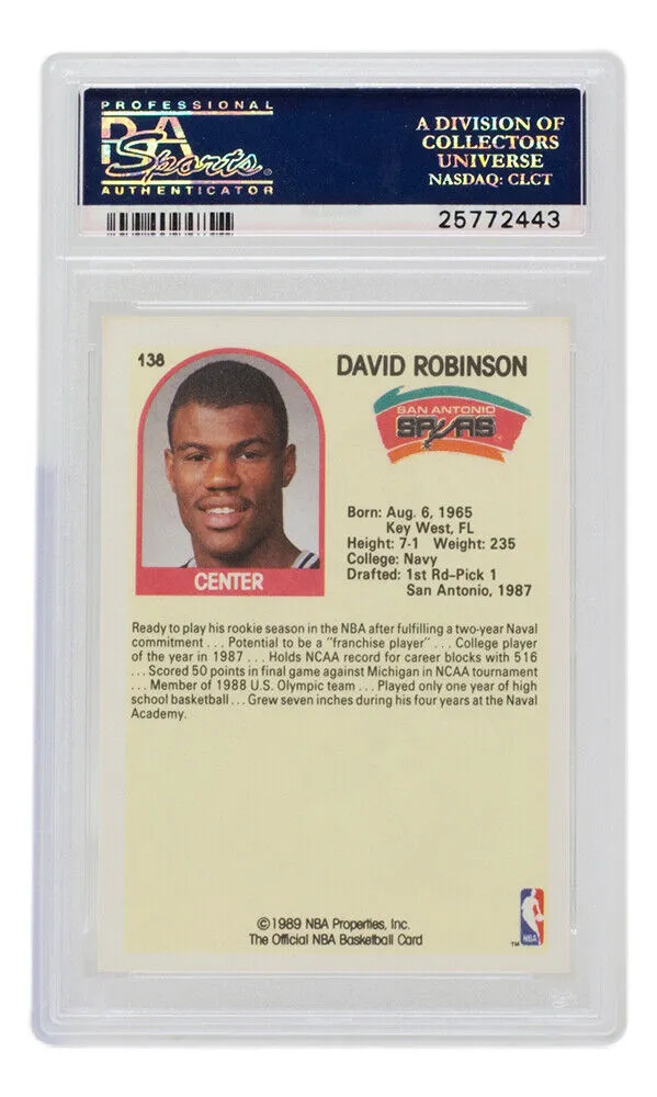 Dave Robinson 1989 Hoops #138 Spurs Rookie Basketball Card PSA/DNA Near Mint