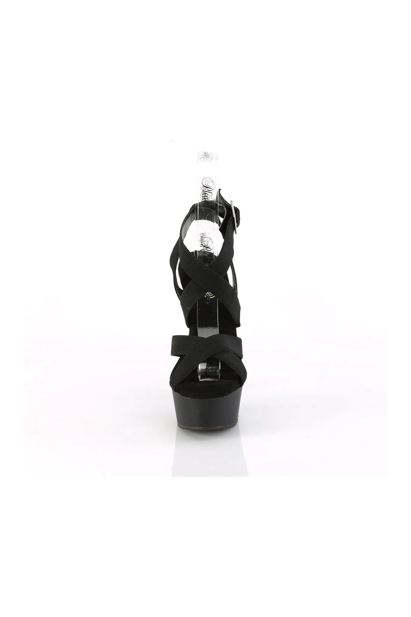 DELIGHT-638 Black Faux Leather Sandal