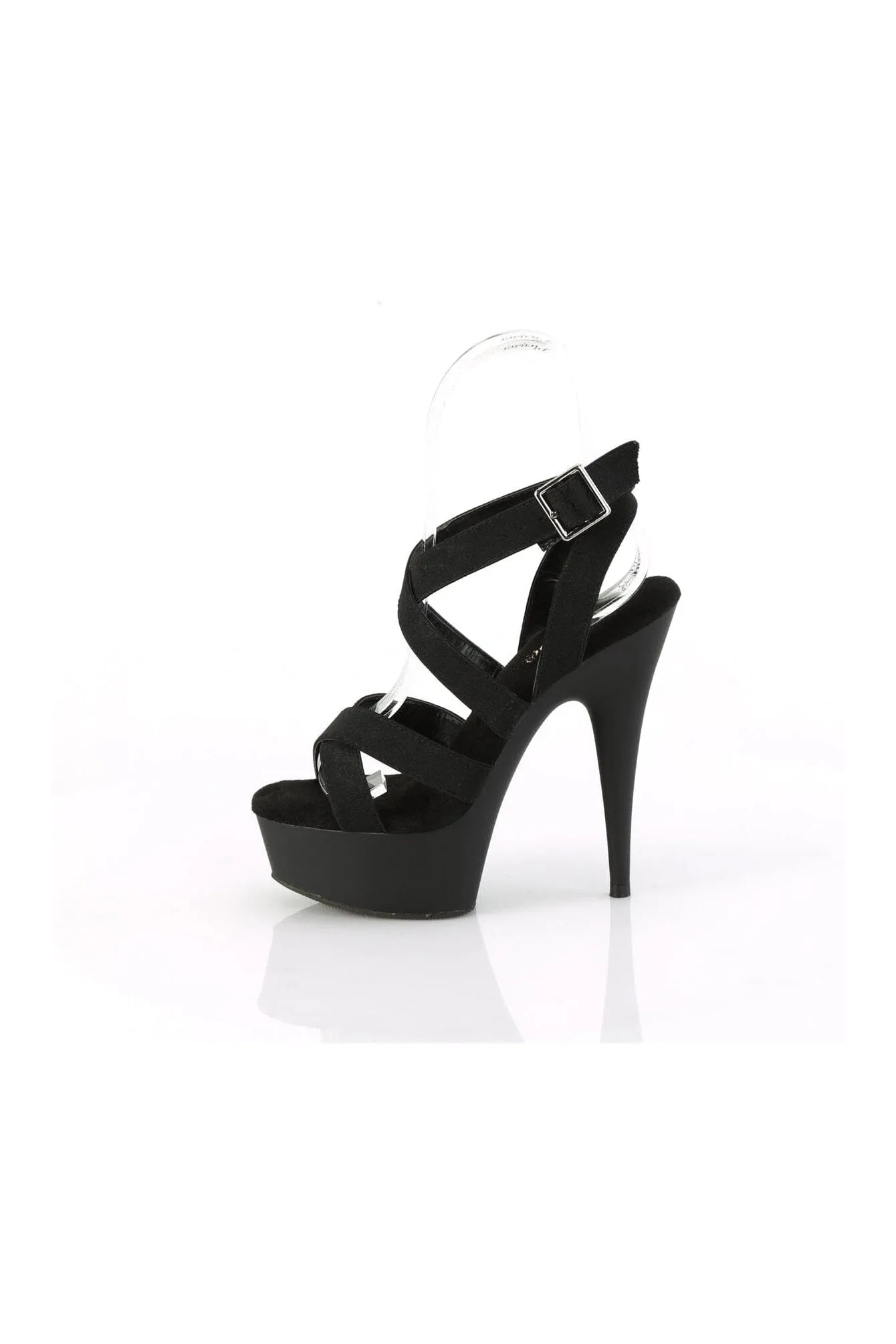 DELIGHT-638 Black Faux Leather Sandal