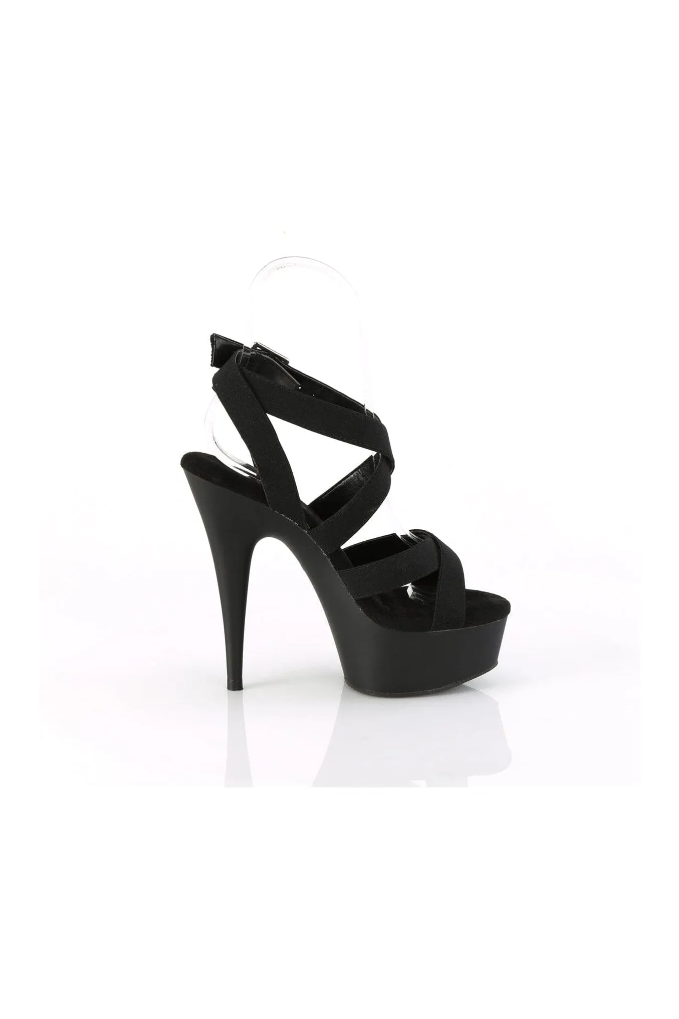 DELIGHT-638 Black Faux Leather Sandal