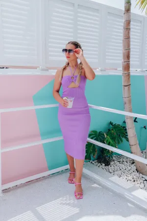 Destiny O Ring Midi Dress - Purple