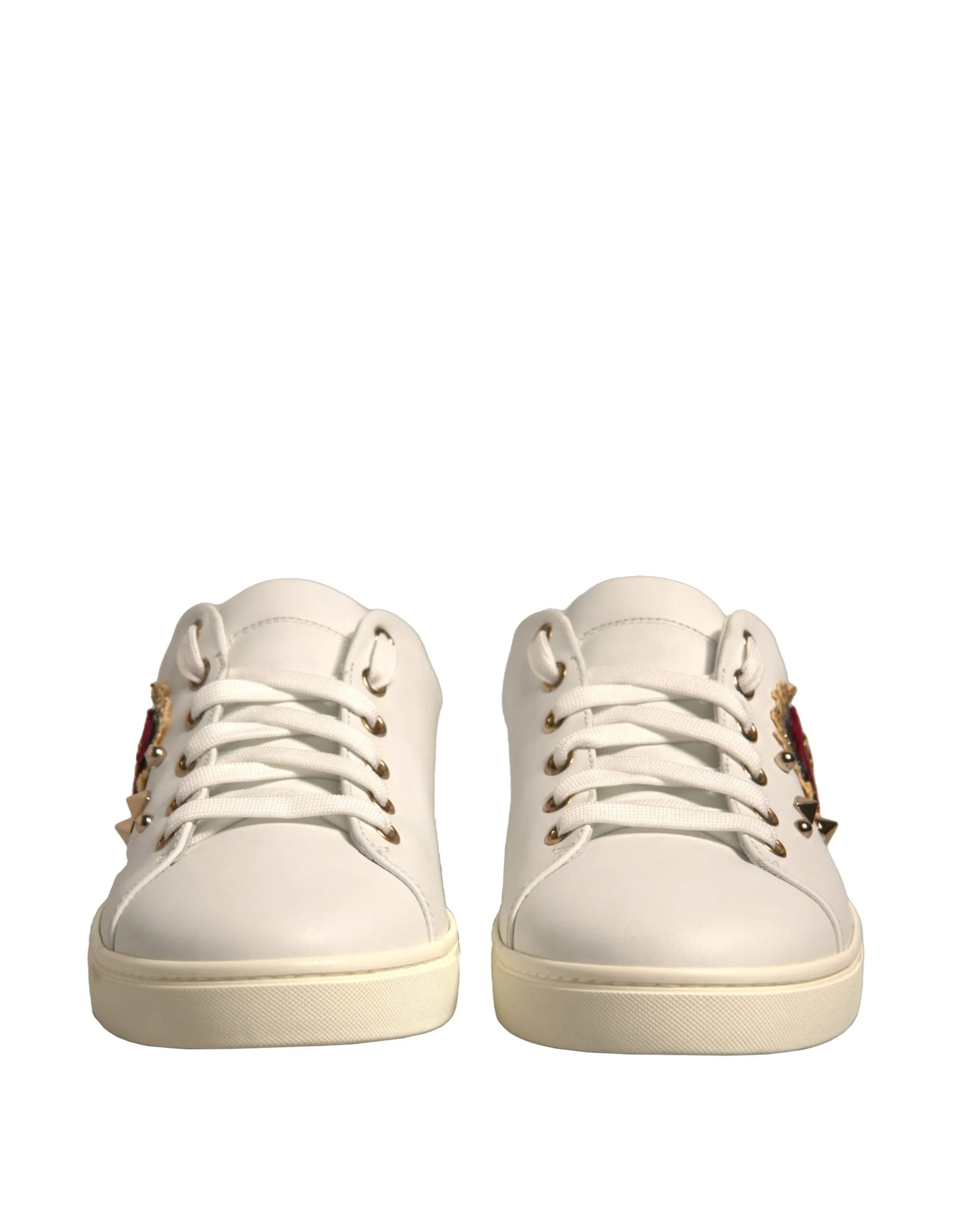Dolce&Gabbana Men White Sneakers Leather Embellished Casual Trainer Shoes EUR 41