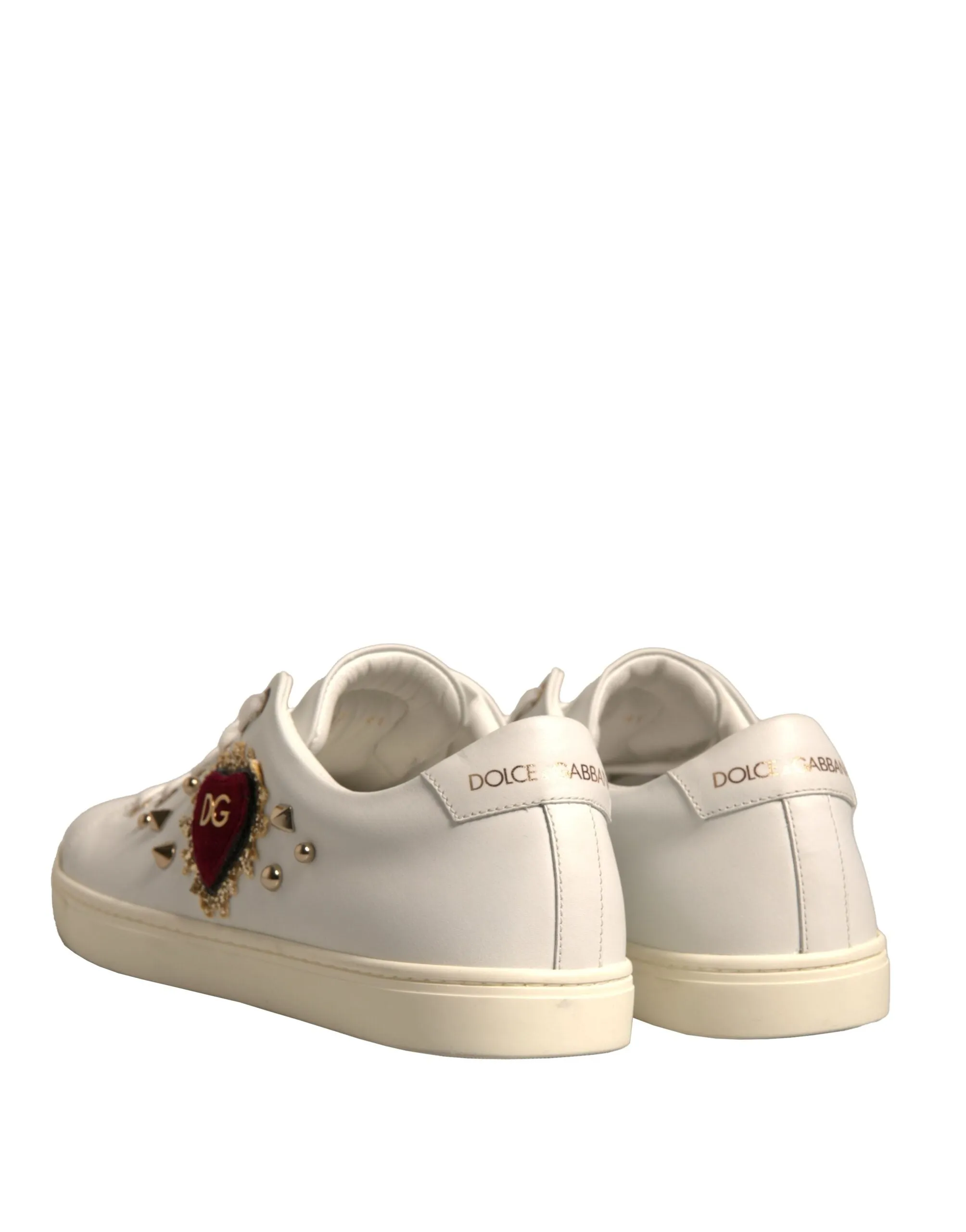 Dolce&Gabbana Men White Sneakers Leather Embellished Casual Trainer Shoes EUR 41
