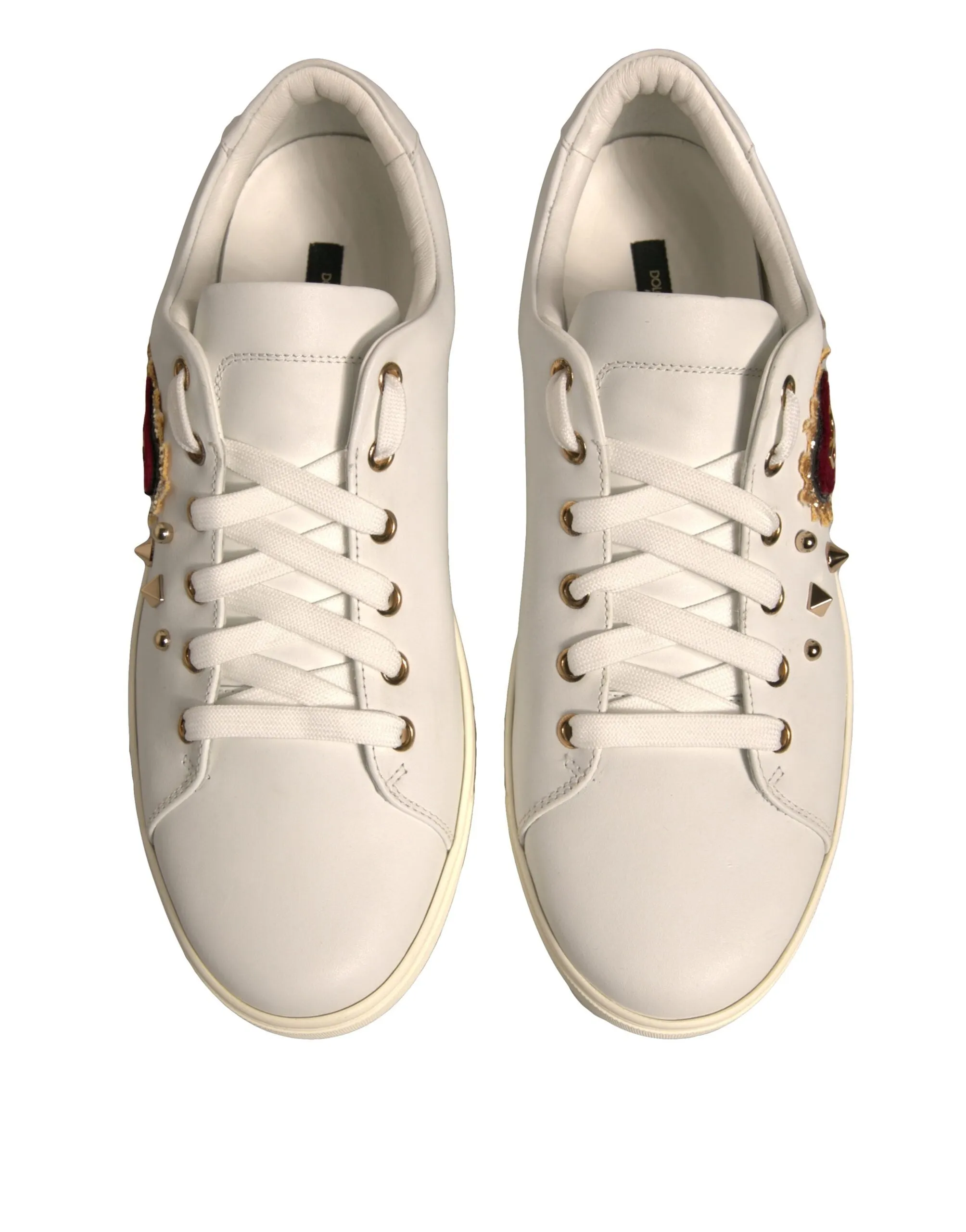 Dolce&Gabbana Men White Sneakers Leather Embellished Casual Trainer Shoes EUR 41