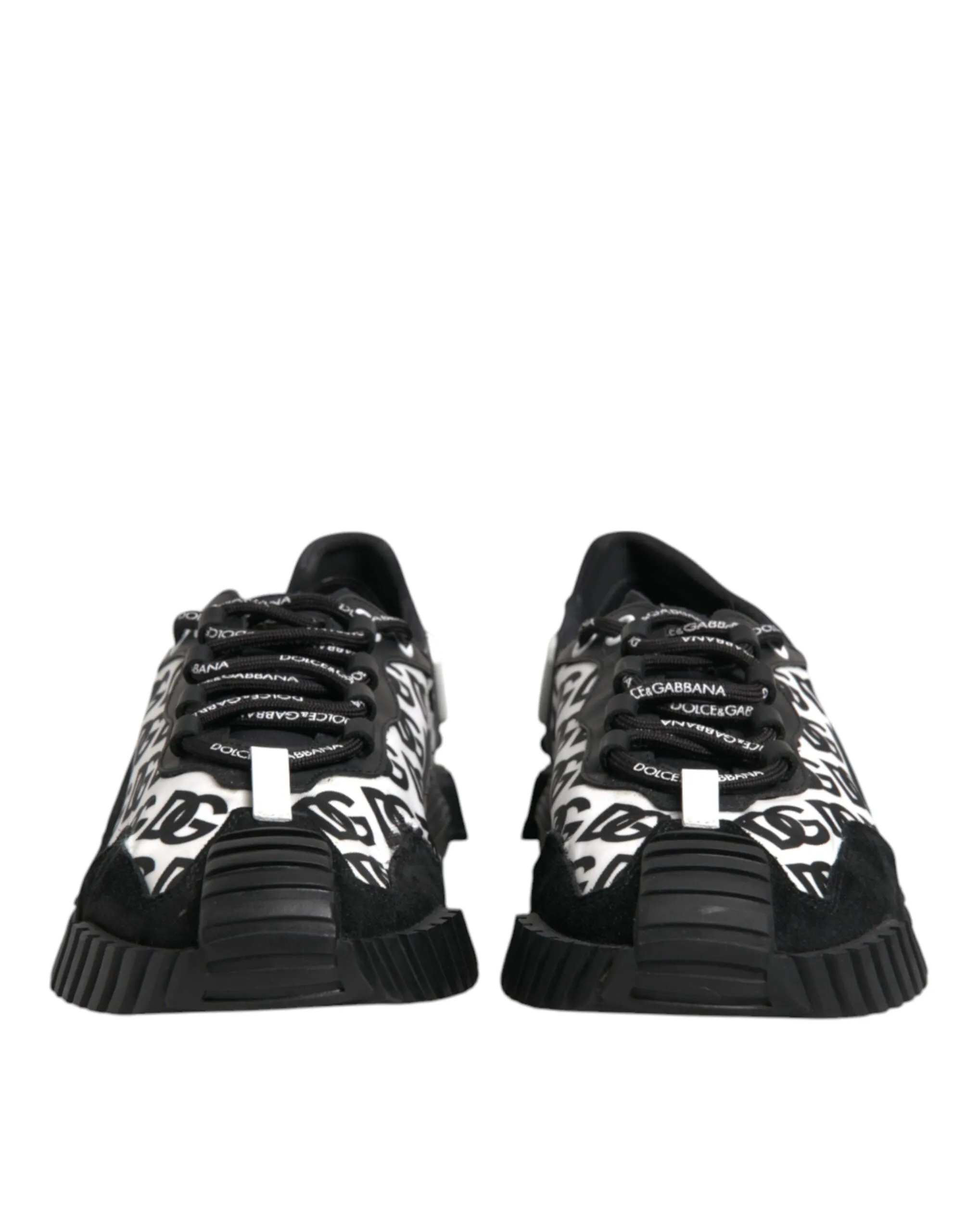 Dolce&Gabbana NS1 Men Black Sneakers Nylon Logo Print Casual Trainer Shoes EU 45