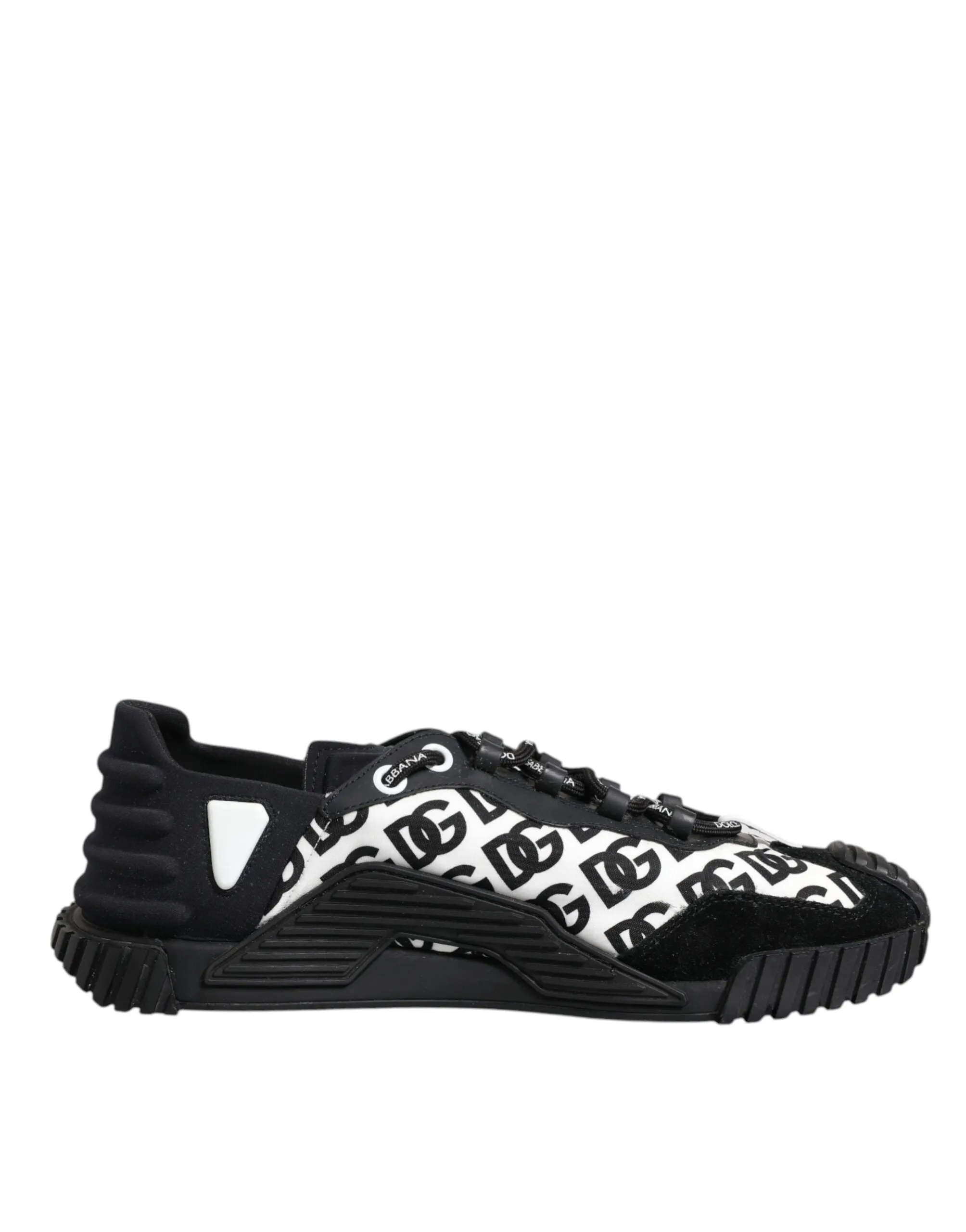 Dolce&Gabbana NS1 Men Black Sneakers Nylon Logo Print Casual Trainer Shoes EU 45