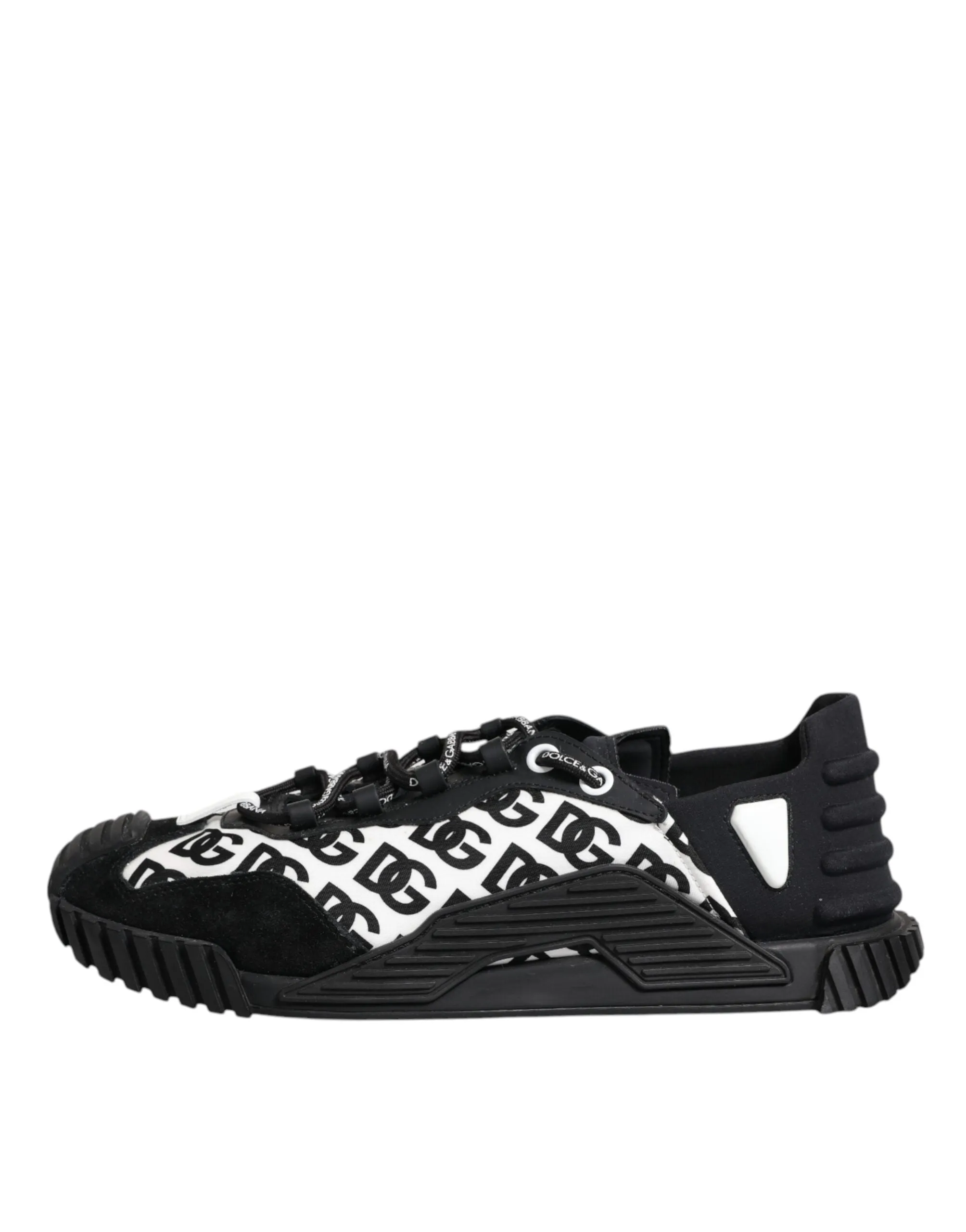 Dolce&Gabbana NS1 Men Black Sneakers Nylon Logo Print Casual Trainer Shoes EU 45