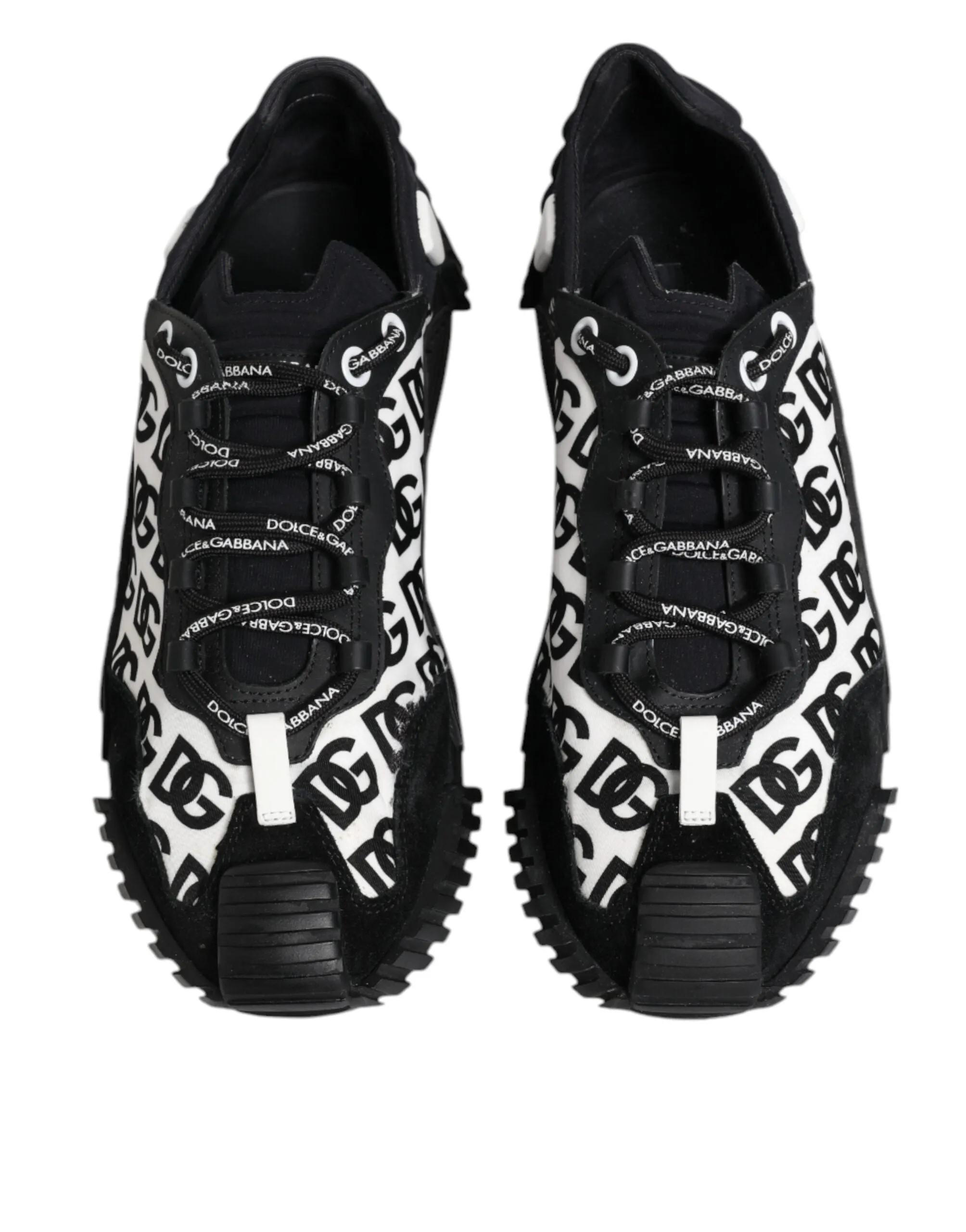Dolce&Gabbana NS1 Men Black Sneakers Nylon Logo Print Casual Trainer Shoes EU 45