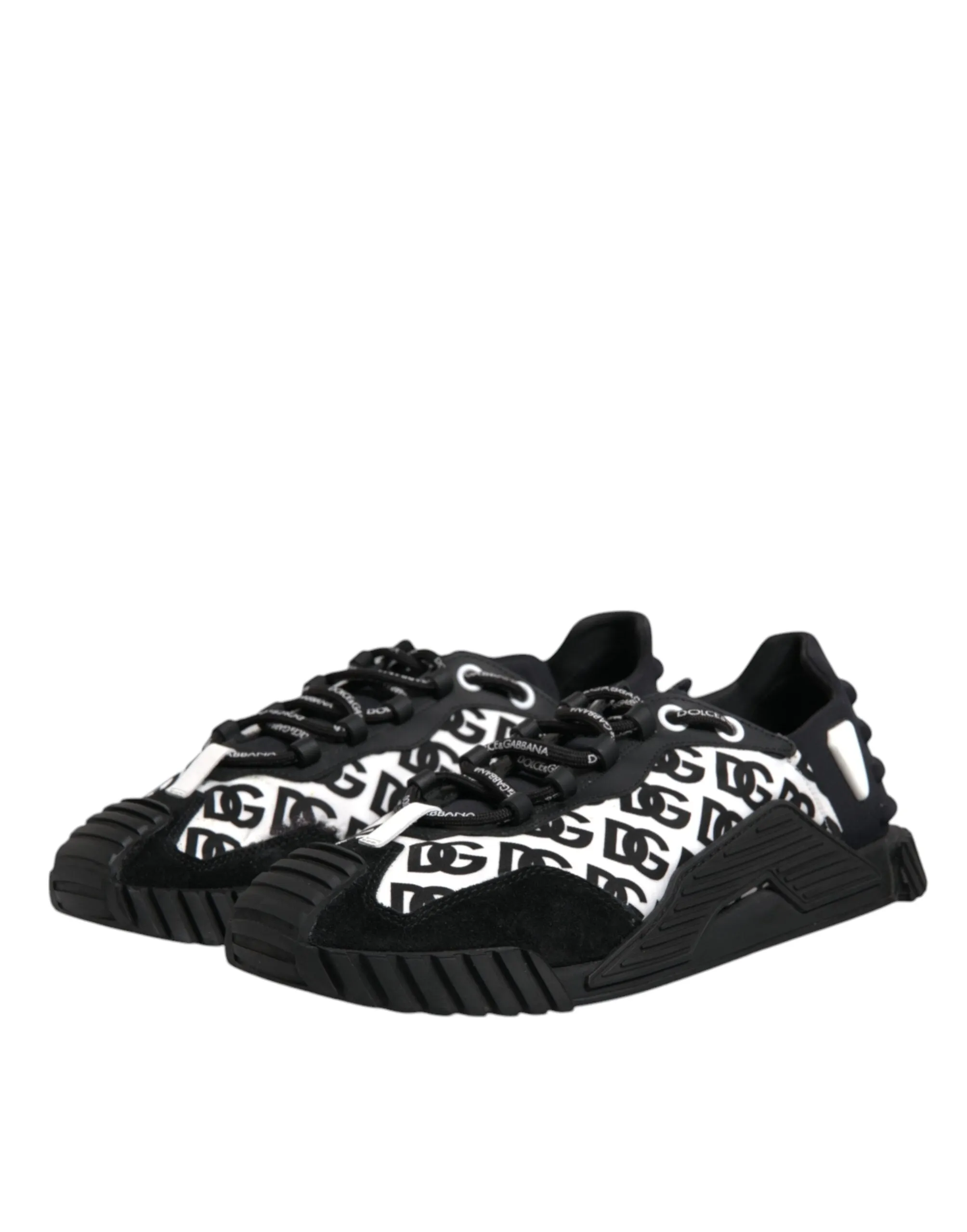 Dolce&Gabbana NS1 Men Black Sneakers Nylon Logo Print Casual Trainer Shoes EU 45