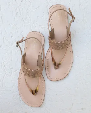 Ellie Metallic Rose Gold Sandals