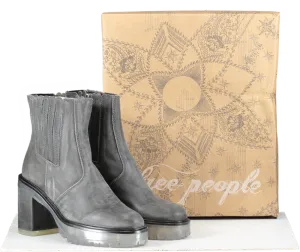 Free People Smokey Grey Chunky Block Heel Chelsea Boots UK 4 EU 37 👠