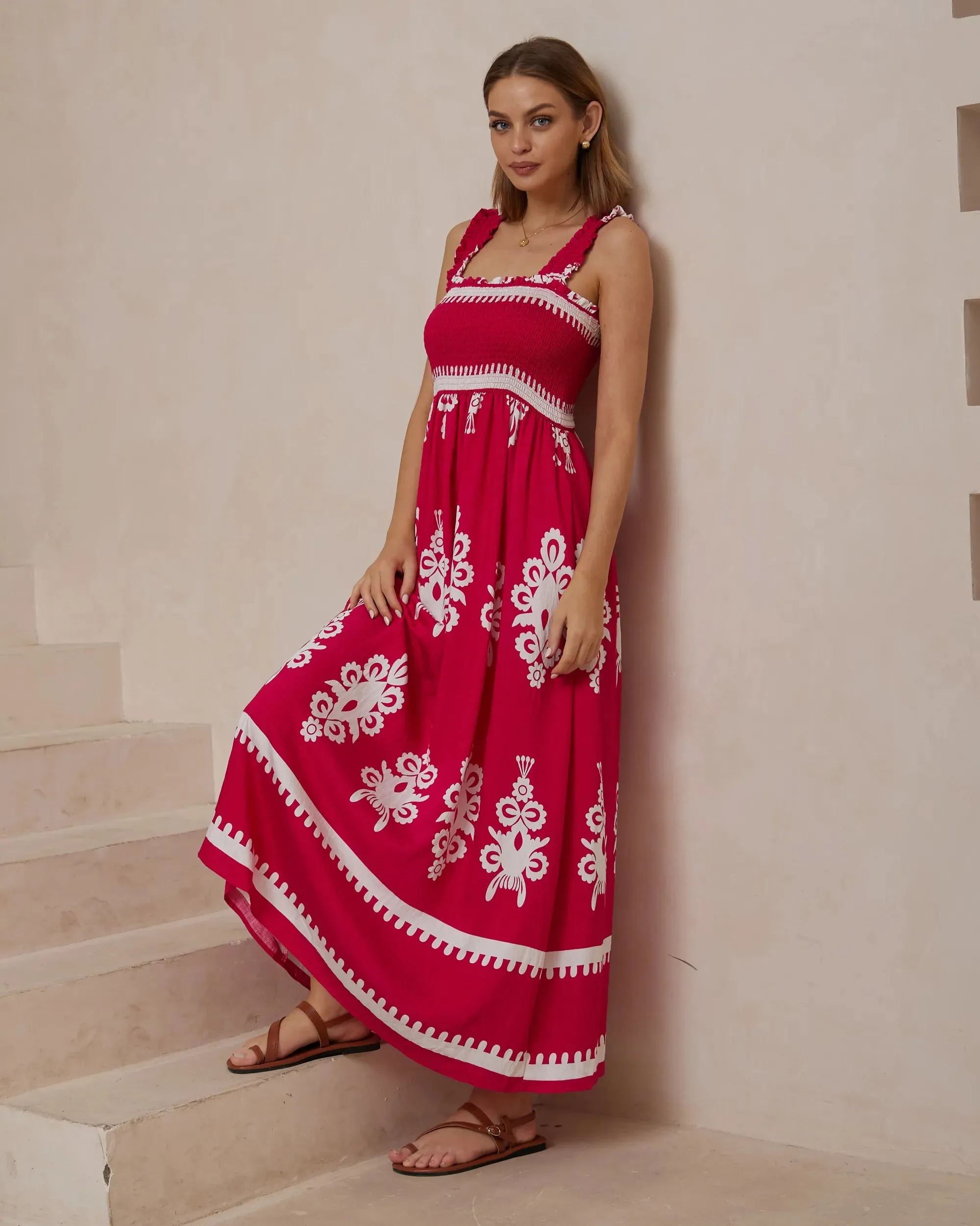Furla Wide Strap Dress - Hot Pink