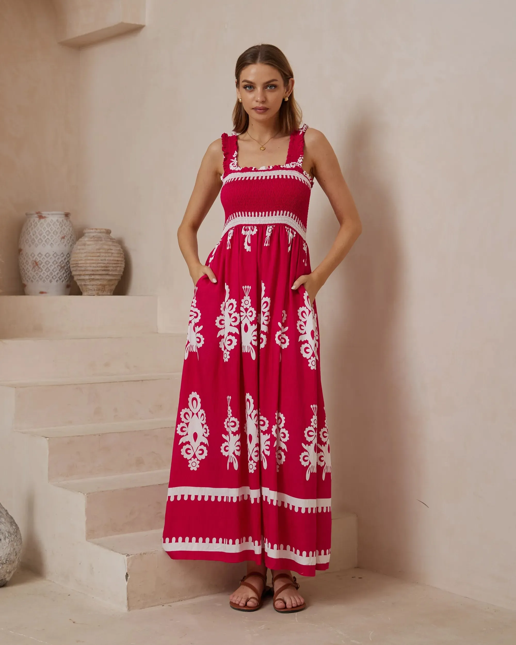 Furla Wide Strap Dress - Hot Pink