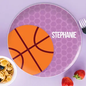 Girl Basketball Fan-Purple Personalized Kids Plates