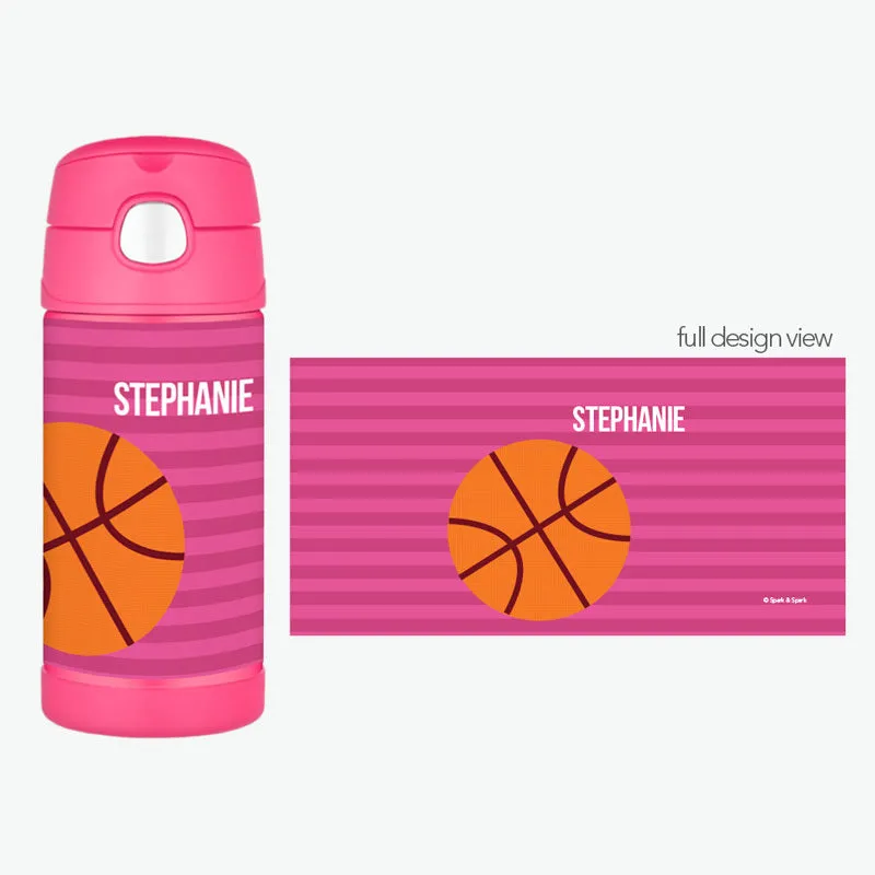 Girl Basketball Fan-Purple Personalized Thermos Bottle