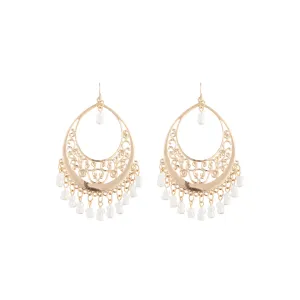 Gold Filigree Teardrop Pearl Chandbali Earrings