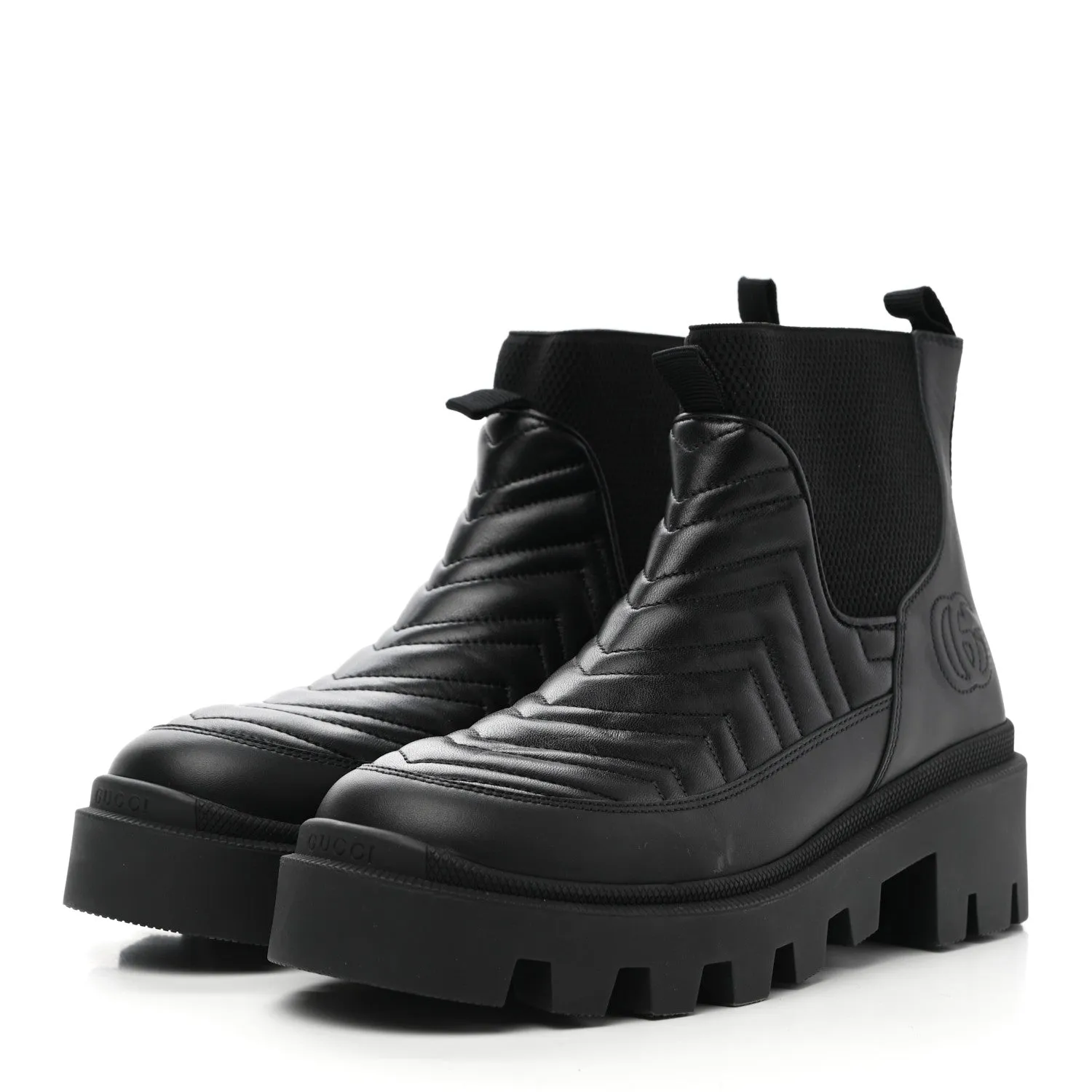 Gucci Nappa Matelasse Frances Chelsea Boots in Black