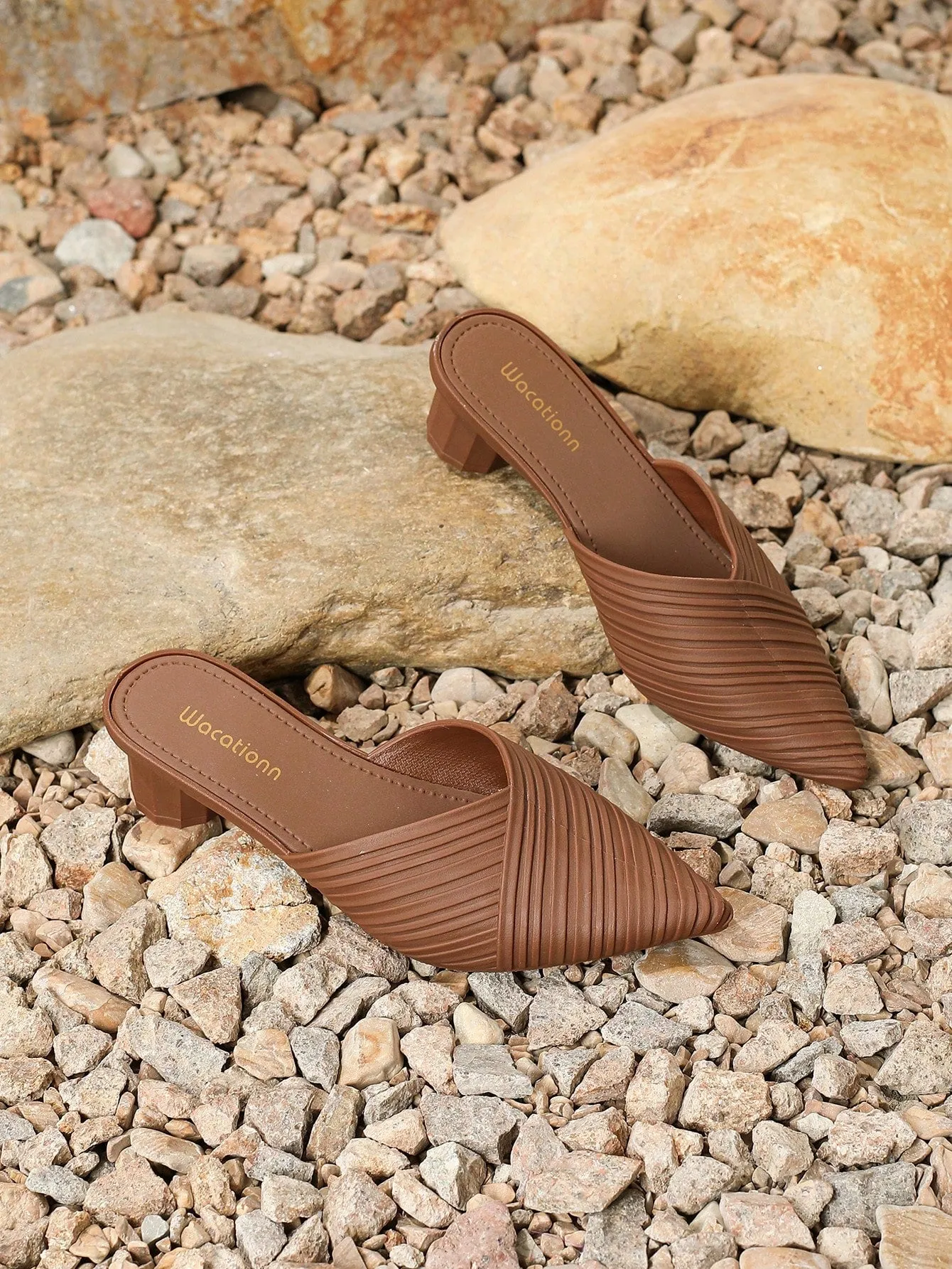 Half-Drag Pointed Toe Heeled Sandals