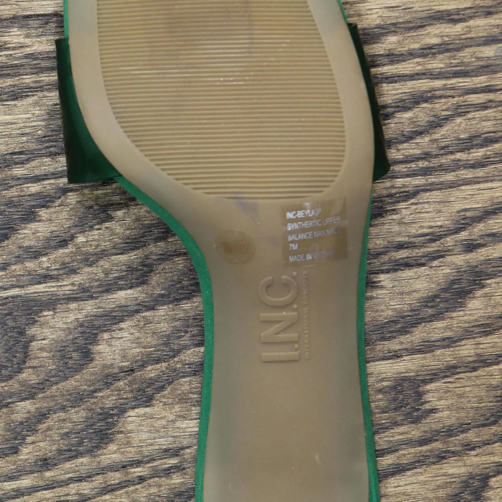 Inc Beyla Heeled Slides Amputee Replacement Left Shoe Only Green Vinyl 7M
