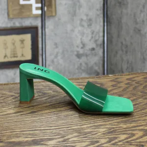 Inc Beyla Heeled Slides Amputee Replacement Left Shoe Only Green Vinyl 7M