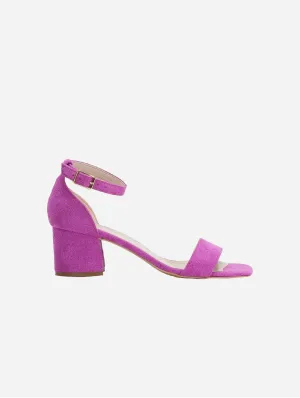 Iva Vegan Suede Low Heeled Sandals | Fuchsia